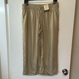 St. John's Bay Cropped Wide-Leg Drawstring Pants in Khaki